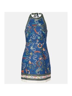 Alemais Cove Printed Halterneck Linen Minidress